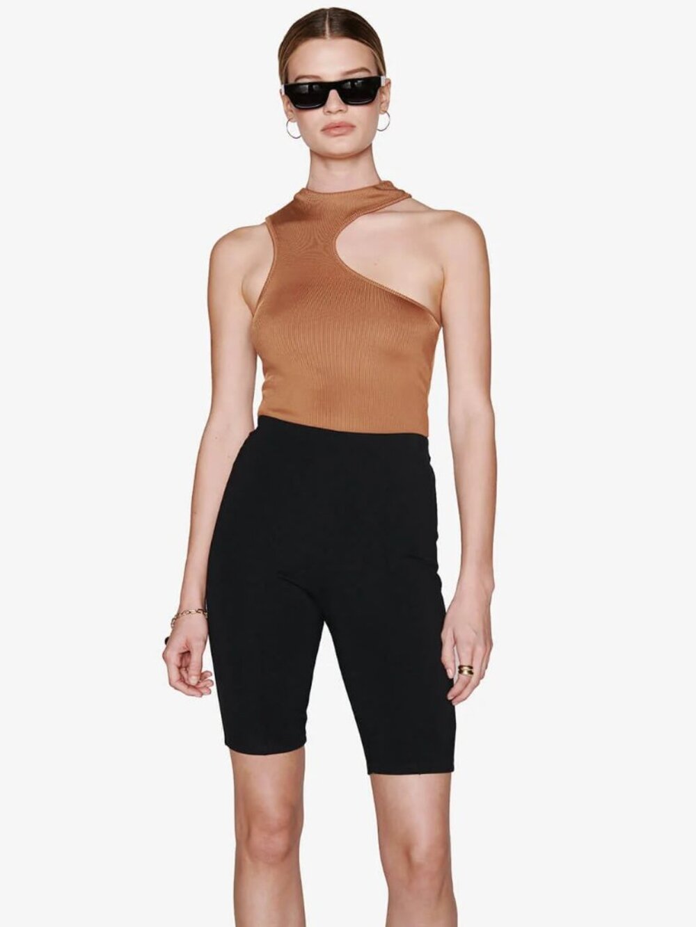 ANINE BING Lesly Ribbed Cutout Tank | Brown | Small